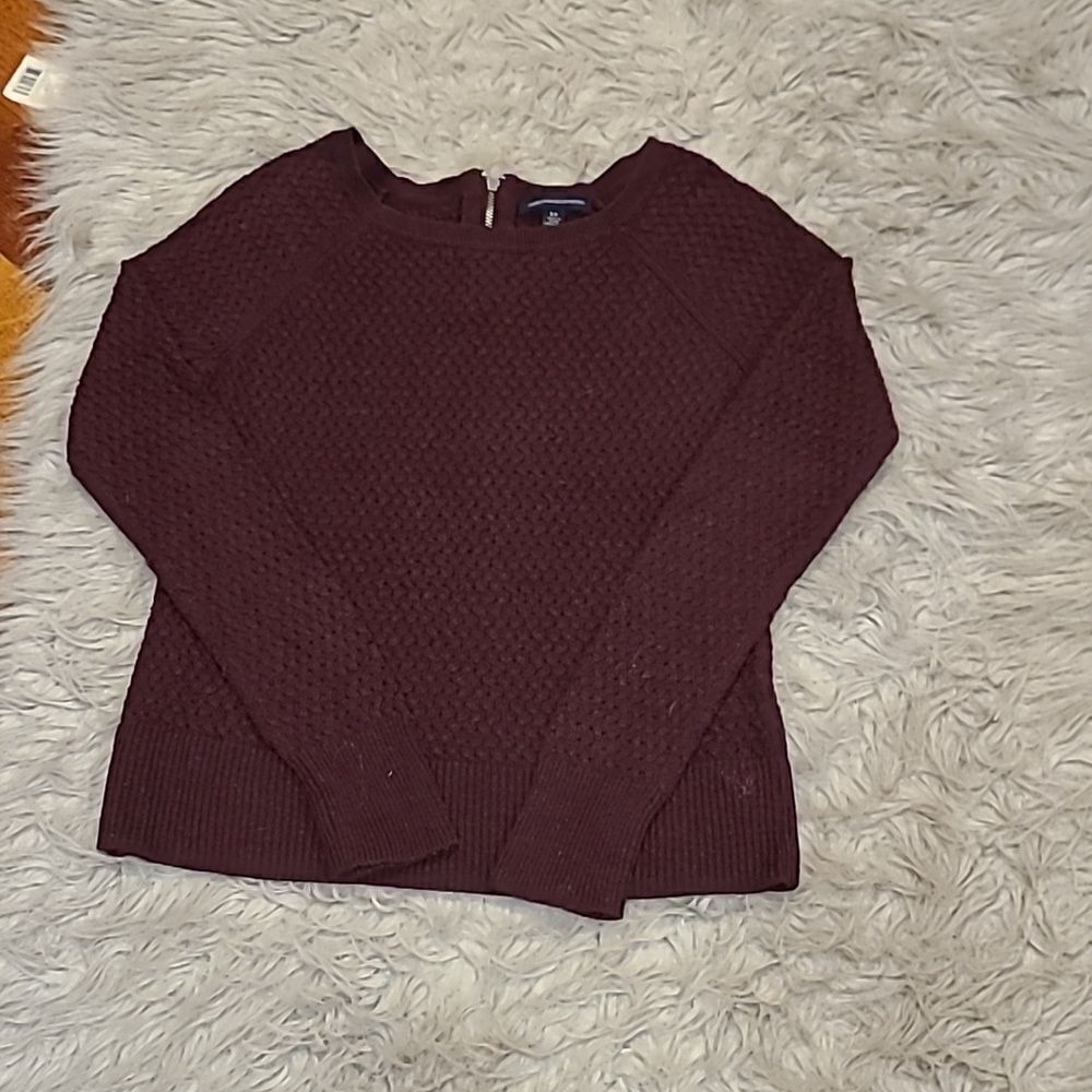 American eagleβ outfittersβwomens purple cotton sweater with zippedβback